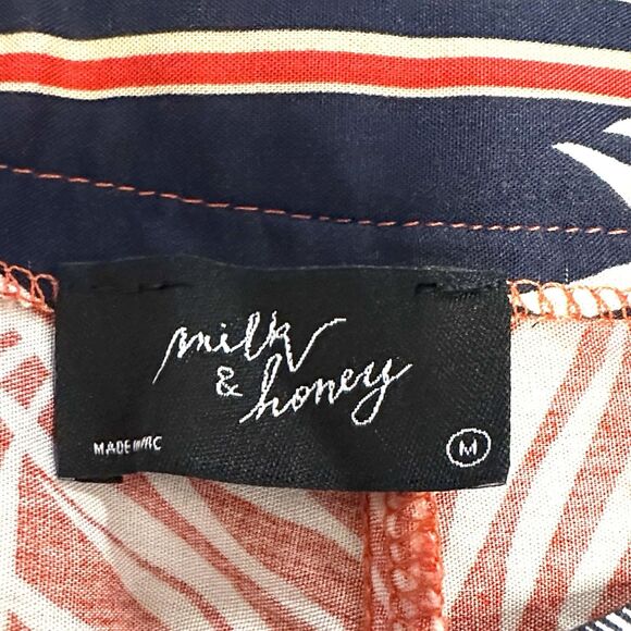 Milk & Honey Women’s Tropical Palm Print Palazzo Side Zip Pants Size Medium - Picture 6 of 8